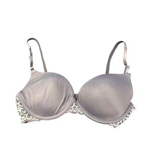 Maidenform Women's Size 34C Bra Pushup Lace Trim Underwire Gray New Without Tags